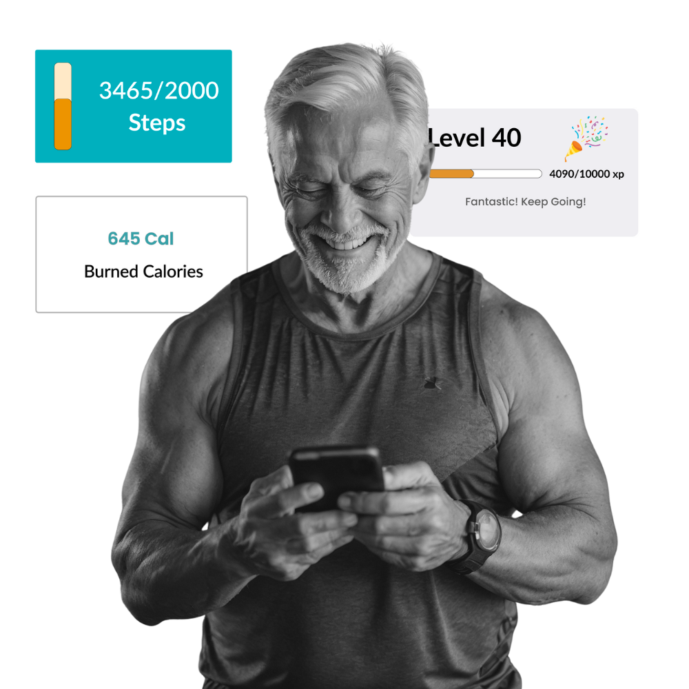Senior man checking fitness progress